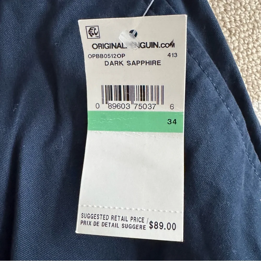 Original Penguin P55 Stretch Slim Fit Pants Business Casual Navy Blue 34x32